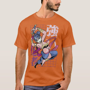 Japanska Samurai Girl and Vintage Sakura T Shirt
