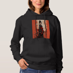 Japanska Samurai Girl Vintage Retro Sakura Cherry T Shirt