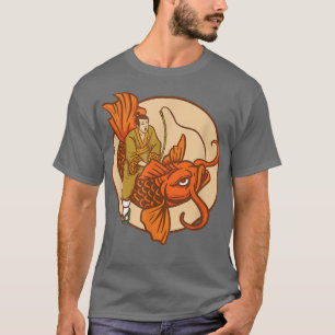 Japanska Samurai Goldfish Orange Carp Fish Koi T Shirt