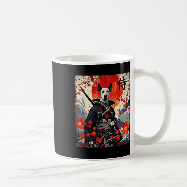Japanska Samurai Great dane Tattoo Kawaii Ukiyo-e Kaffemugg (Höger)