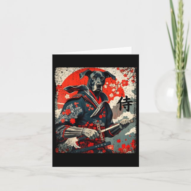 Japanska Samurai Great dane Tattoo Kawaii Ukiyo-e Kort (Framsida)