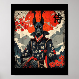 Japanska Samurai Great dane Tattoo Kawaii Ukiyo-e Poster
