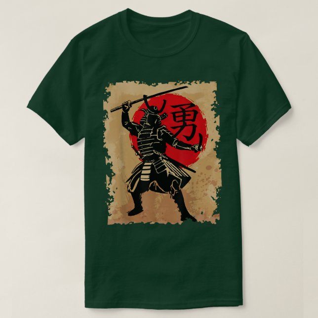 Japanska Samurai Helmet Warrior Stigning Sol Japan T Shirt (Design framsida)