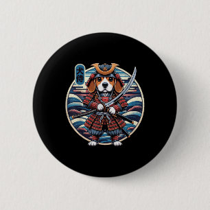 Japanska Samurai Hund Tattoo, Beagle Kawaii Ninja Knapp