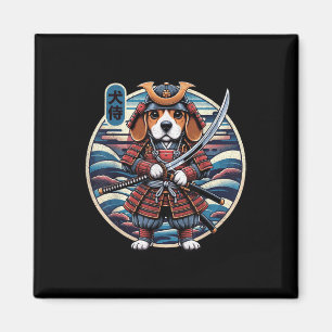 Japanska Samurai Hund Tattoo, Beagle Kawaii Ninja Magnet