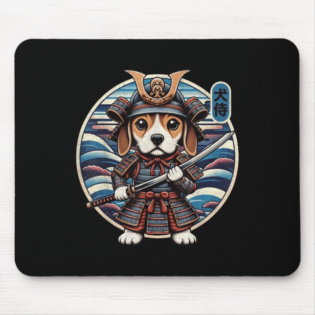 Japanska Samurai Hund Tattoo, Beagle Kawaii Ninja Musmatta (Framsidan)