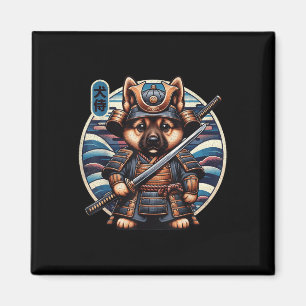 Japanska Samurai Hund Tattoo, German Shepherd Kawa Magnet