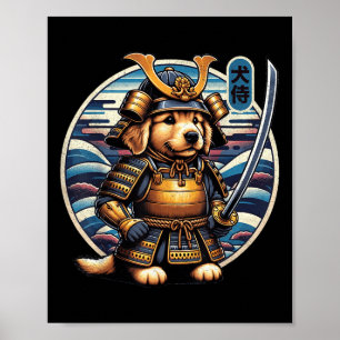 Japanska Samurai Hund Tattoo, Golden Retriever Kaw Poster