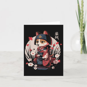Japanska Samurai Hund Tattoo Kawaii Ninja Hund Kort