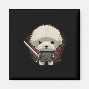 Japanska Samurai Hund Tattoo, Vintage Kawaii Ninja Magnet