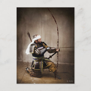 Japanska samurai i Armor med Bow Vykort