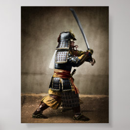 Japanska samurai i Armor med Katana Poster