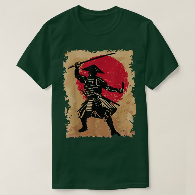 Japanska samurai i Hat Bushido Stigning Sol Japan  T Shirt (Design framsida)