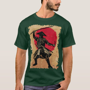 Japanska samurai i Hat Bushido Stigning Sol Japan  T Shirt