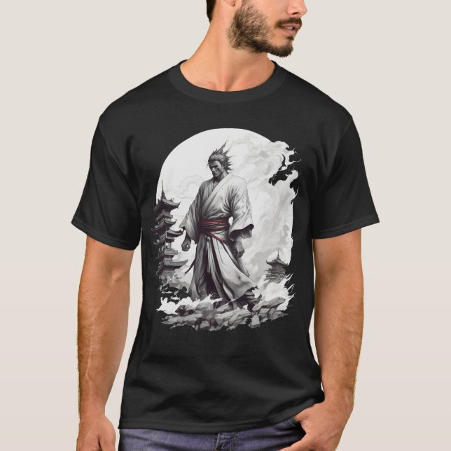 Japanska Samurai Illustration T-Shirt (Framsida)