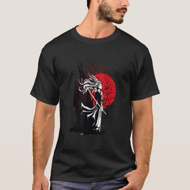 Japanska Samurai Katana Ancient Oni Ronin Asian Wa T Shirt (Framsida)