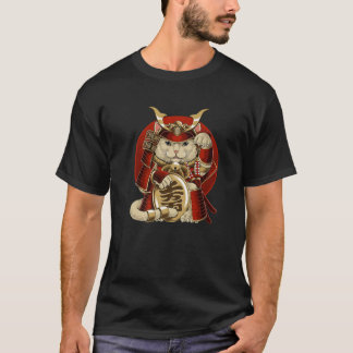 Japanska Samurai Maneki Neko Cat Bushido Aesthetic T Shirt