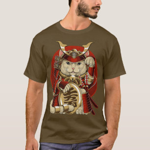 Japanska Samurai Maneki Neko Cat Bushido Aesthetic T Shirt