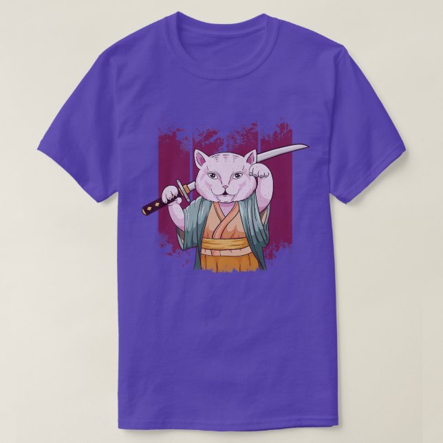 Japanska Samurai Maneki Neko Cat Katana Bushido Ae T Shirt (Design framsida)