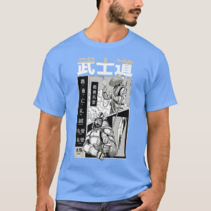 Japanska samurai med Kanji Coola Japan Manga Comi T Shirt