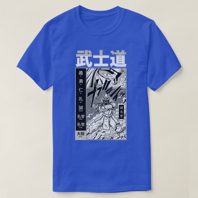 Japanska Samurai med Kanji - Coola Japan Warrior K T Shirt (Design framsida)