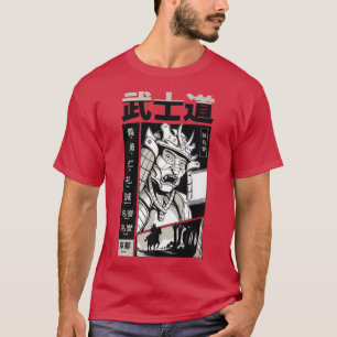Japanska Samurai med Kanji Manga Japan Warrior K T Shirt