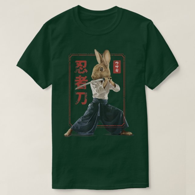 Japanska Samurai Ninja Bunny Rabbit Kawaii Tattoo  T Shirt (Design framsida)
