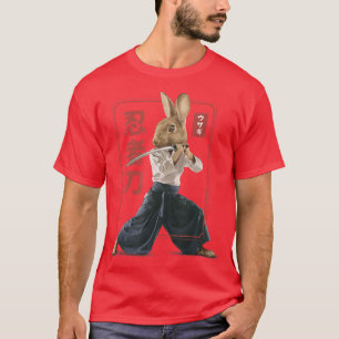 Japanska Samurai Ninja Bunny Rabbit Kawaii Tattoo T Shirt