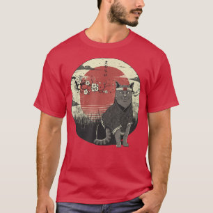 Japanska Samurai Ninja Cat Kawaii Ninja Black cat T Shirt