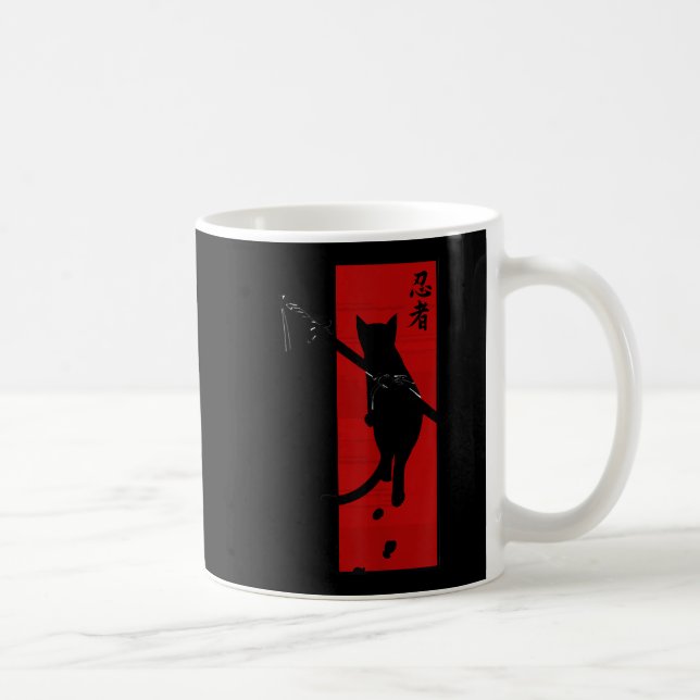 Japanska Samurai Ninja Cat Kawaii Tattoo Graphic Kaffemugg (Höger)