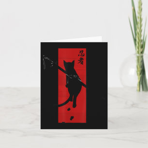 Japanska Samurai Ninja Cat Kawaii Tattoo Graphic Kort