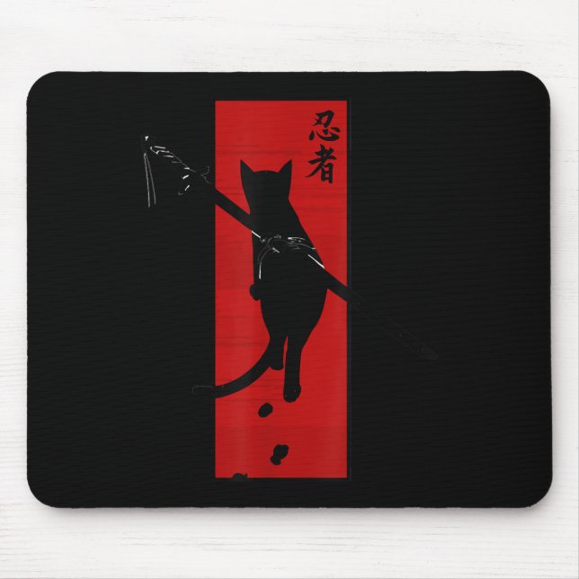 Japanska Samurai Ninja Cat Kawaii Tattoo Graphic Musmatta (Framsidan)