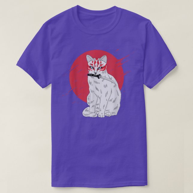 Japanska Samurai Ninja Cat Kawaii Tattoo Graphic T Shirt (Design framsida)