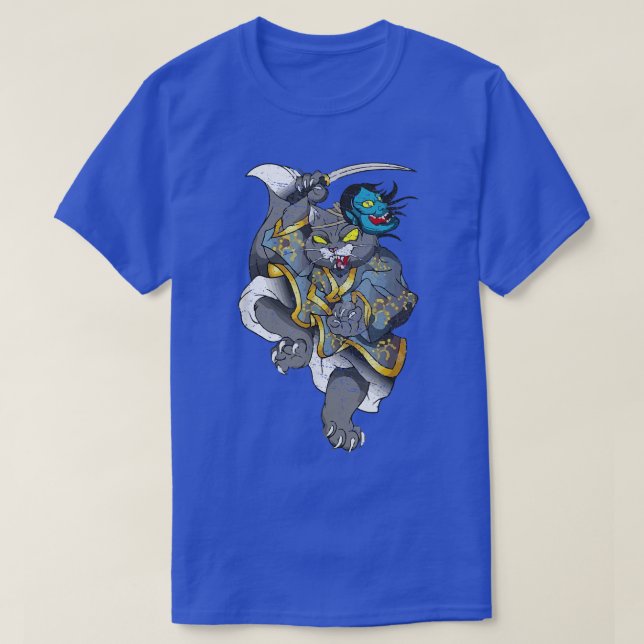Japanska Samurai Ninja Cat Kawaii Tattoo Manar Wom T Shirt (Design framsida)