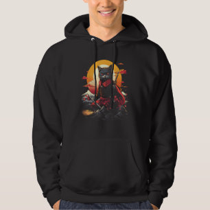 Japanska Samurai Ninja Cat Retro Tatto Graphic 28 Hoodie