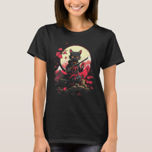 Japanska Samurai Ninja Cat Retro Tattoo Graphic # T Shirt