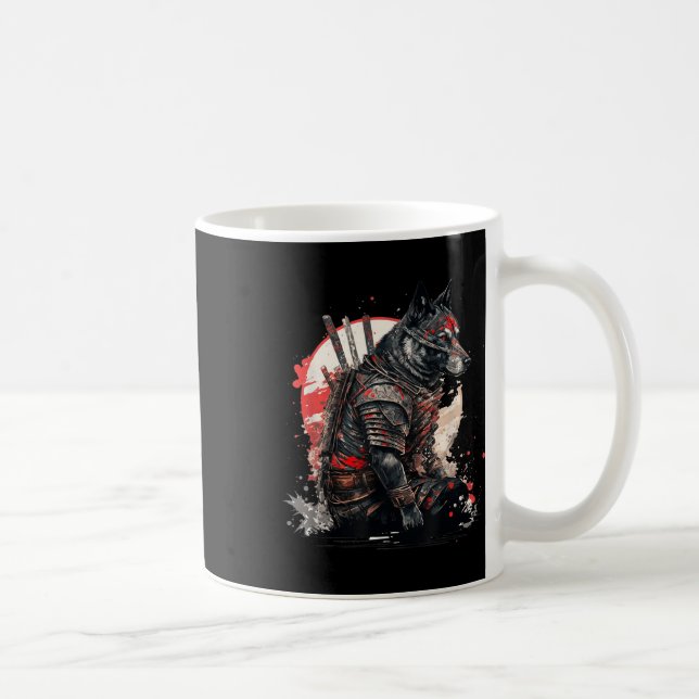 Japanska Samurai Ninja Hund Kawaii Tattoo Graphic Kaffemugg (Höger)