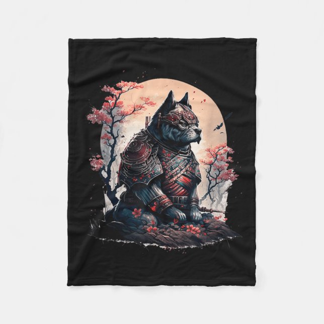 Japanska Samurai Ninja Hund Tattoo Graphic För man Fleecefilt (Framsidan)