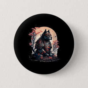 Japanska Samurai Ninja Hund Tattoo Graphic För man Knapp