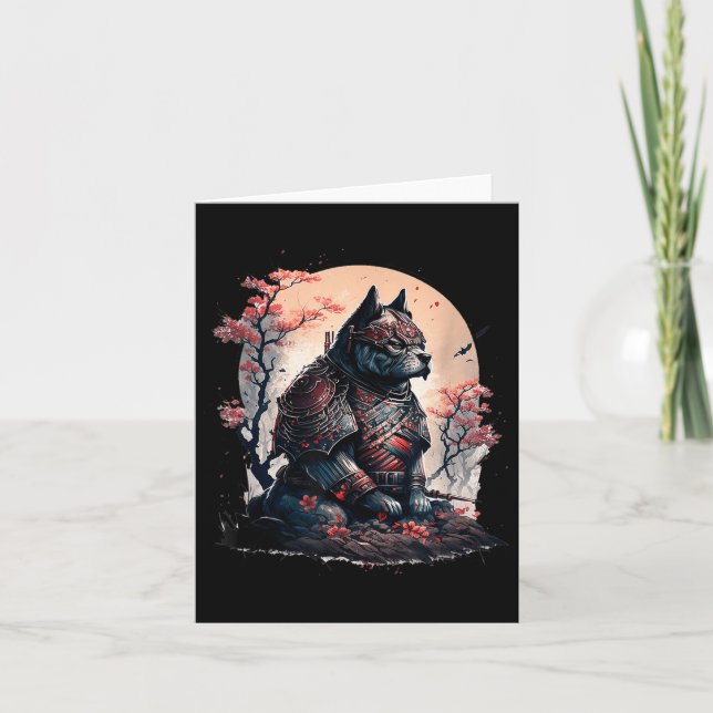 Japanska Samurai Ninja Hund Tattoo Graphic För man Kort (Framsida)