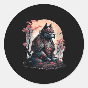 Japanska Samurai Ninja Hund Tattoo Graphic För man Runt Klistermärke