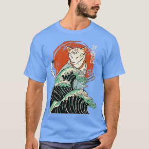 Japanska Samurai Ninja-katt Den underbara vågen Ka T Shirt