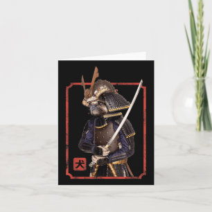 Japanska Samurai Ninja Pug Hund älskare Kawaii Tat Kort