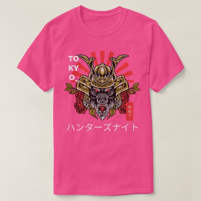 Japanska Samurai Ninja Vild Beast Animal Tattoo Gr T Shirt (Design framsida)