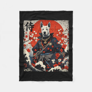 Japanska Samurai Pitbull Tattoo Kawaii Ukiyo-e Nin Fleecefilt