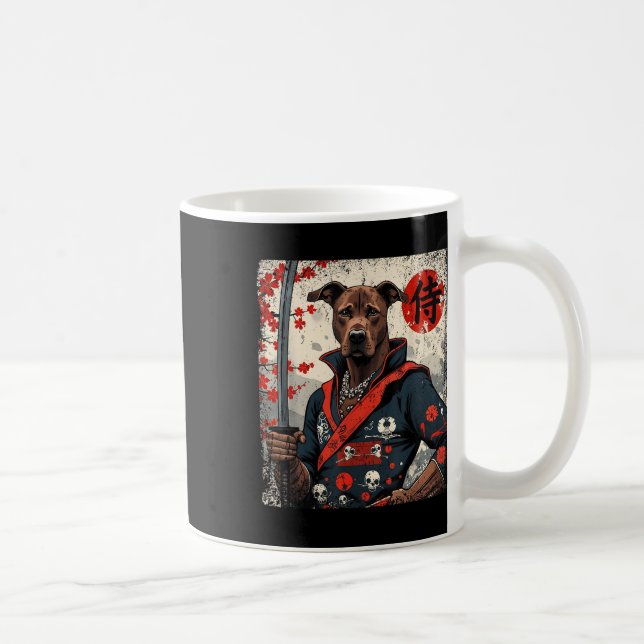 Japanska Samurai Pitbull Tattoo Kawaii Ukiyo-e Nin Kaffemugg (Höger)