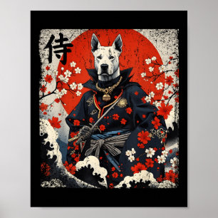 Japanska Samurai Pitbull Tattoo Kawaii Ukiyo-e Nin Poster