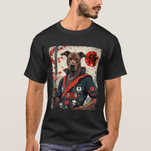 Japanska Samurai Pitbull Tattoo Kawaii Ukiyo-e Nin T Shirt