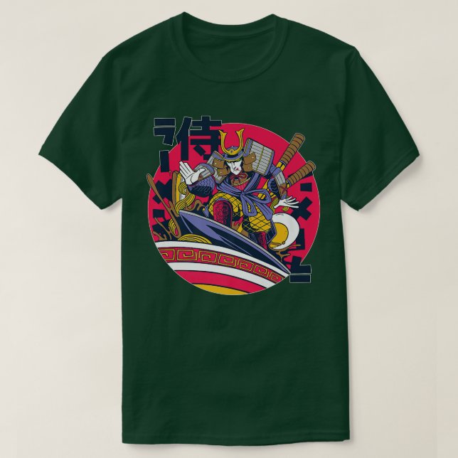 Japanska Samurai Ramen Noodle Soppa T Shirt (Design framsida)