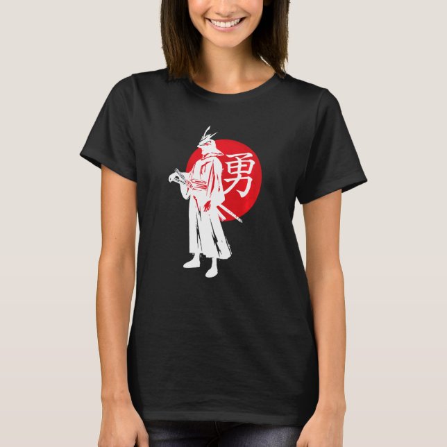 Japanska Samurai Retro Stigning Sol Japan Calligra T Shirt (Framsida)